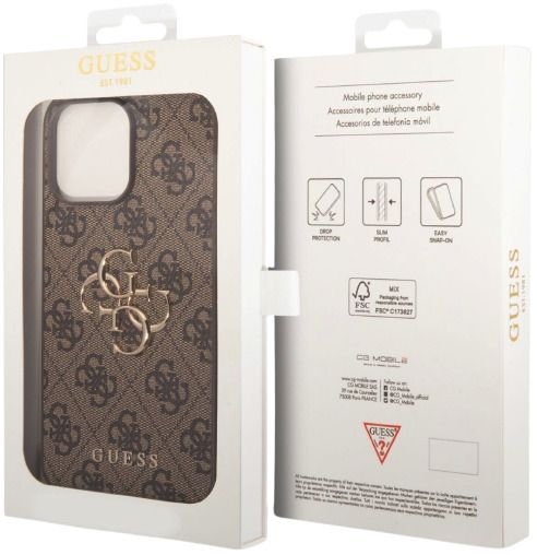 Guess GUHCP15L4GMGBR iPhone 15 Pro 6.1" brown/brown hardcase 4G Big Metal Logo