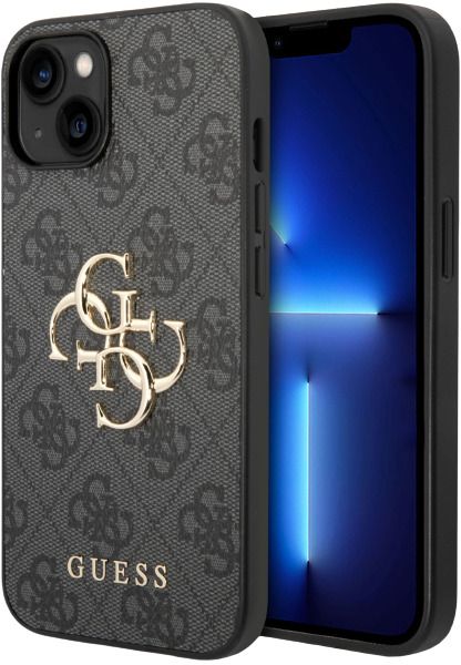 Guess 4G Big Metal Logo iPhone 15 Case - Gray