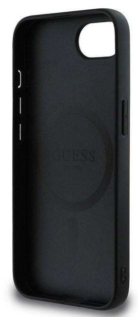 Guess PU Grained 4G Metal Logo case for iPhone 16e - black