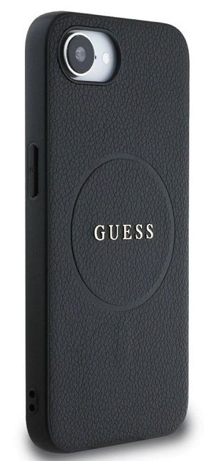 Guess PU Grained 4G Metal Logo case for iPhone 16e - black