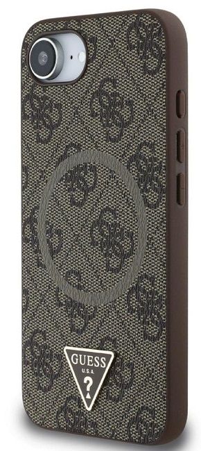 Guess 4G Ring Triangle Logo MagSafe iPhone 16e Case - Brown