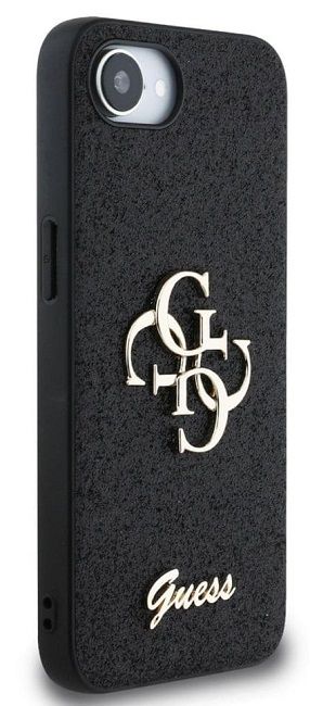 Guess Fixed Glitter Big 4G case for iPhone 16e - black