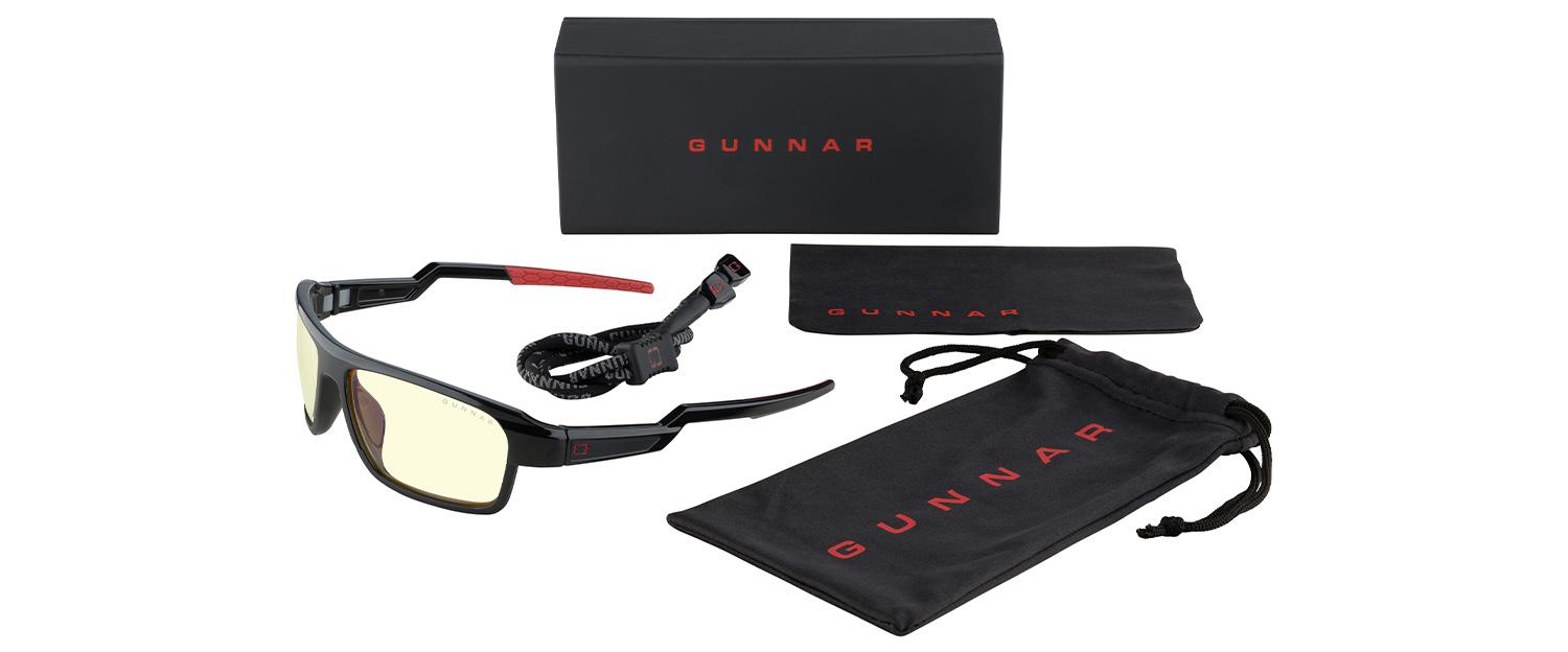 GUNNAR Lightning Bolt Base Onyx Gaming Glasses Amber - Компютърни и геймърски очила<<<Геймърска периферия<<<ValiAPI