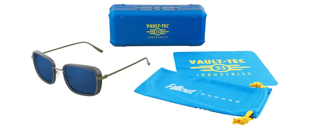 GUNNAR Fallout Vault 33 Gunmetal/Olive - Sun Gaming Glasses