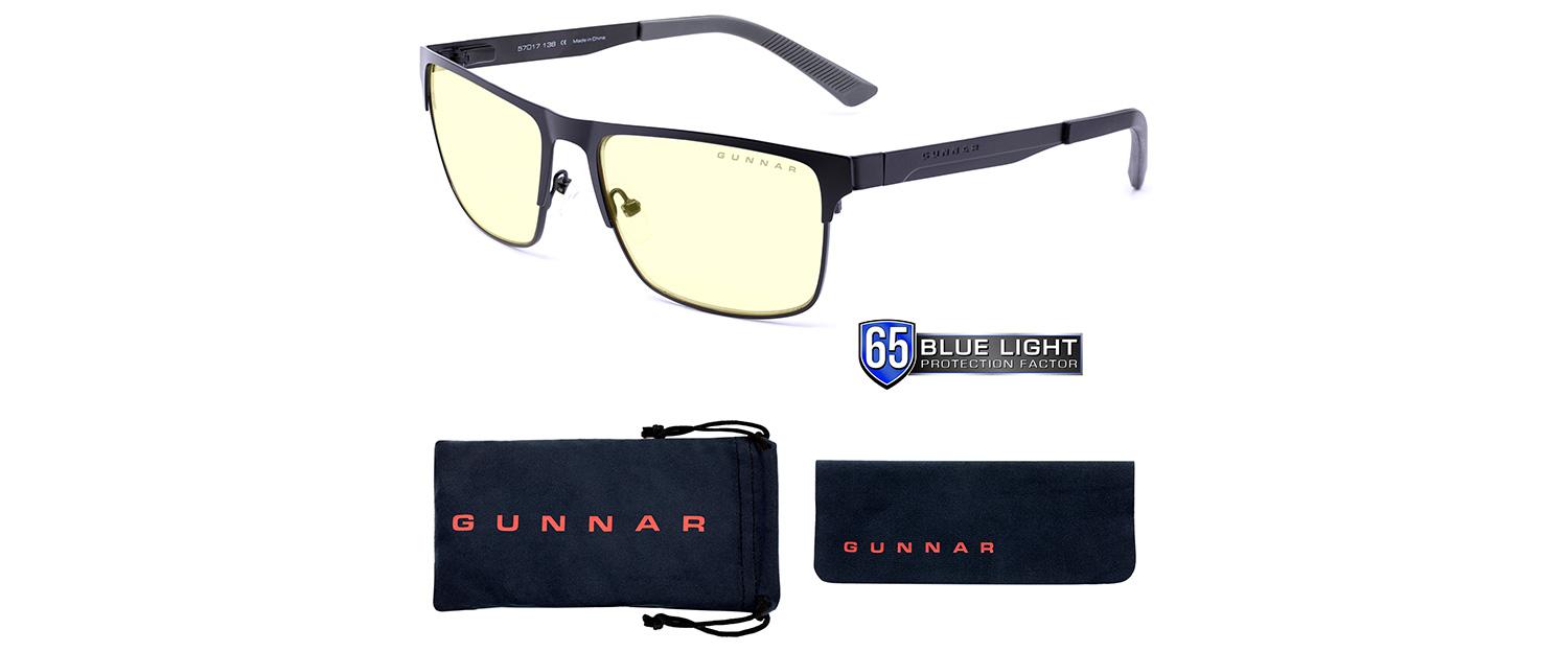 GUNNAR Pendleton Slate Gaming Glasses, Amber, Black