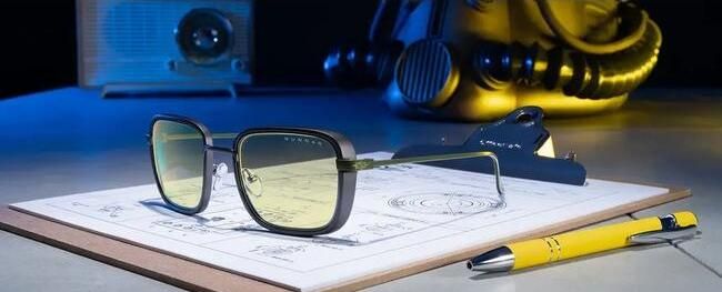 GUNNAR Fallout Vault 33 Gunmetal/Olive - Amber Gaming Glasses