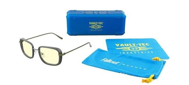 GUNNAR Fallout Vault 33 Gunmetal/Olive - Amber Gaming Glasses