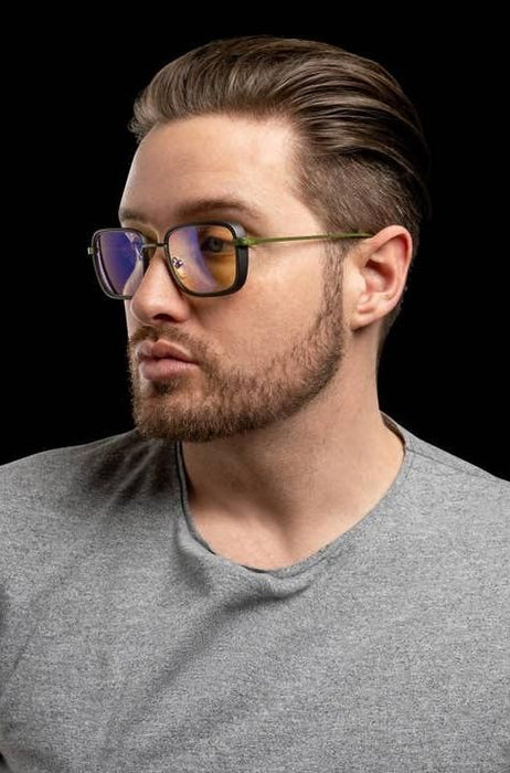 GUNNAR Fallout Vault 33 Gunmetal/Olive - Clear Gaming Glasses