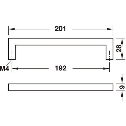 FURNITURE HANDLE CHROME MAT 192 MM HAEFELE