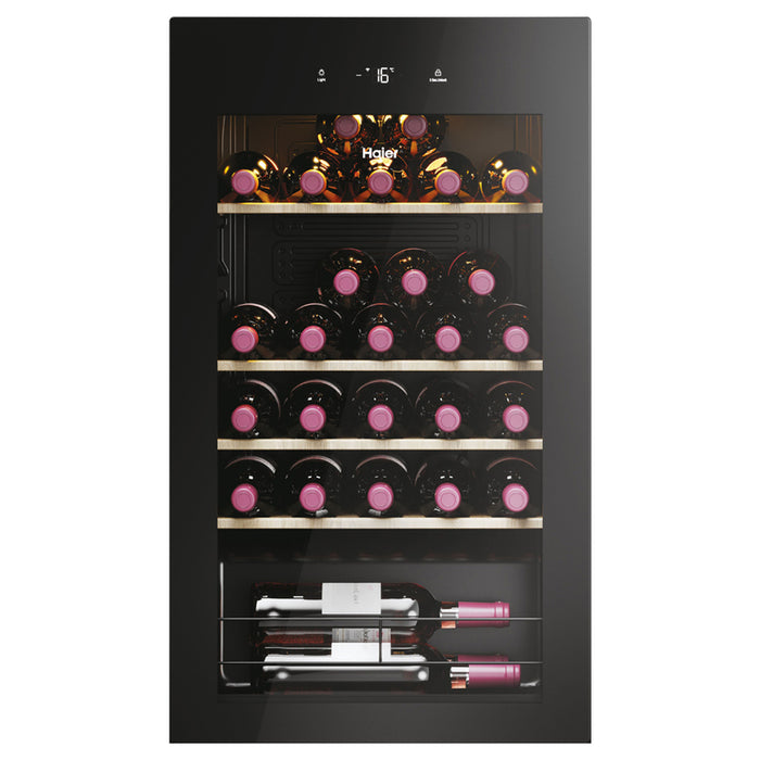 Haier Wine Bank 50 Serie 3 HWS34GGH1 Compressor wine cooler Freestanding Black 34 bottle(s)