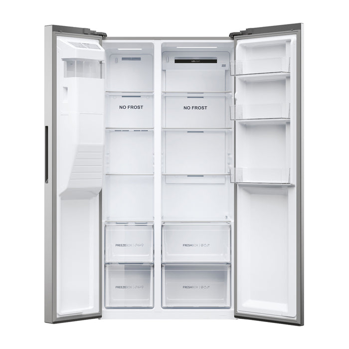 Haier SBS 90 Serie 5 HSR5918DIMP Free-standing double-sided fridge-freezer combination 511 l D Platinum, stainless steel