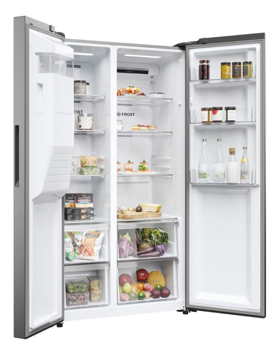 Haier SBS 90 Serie 5 HSR5918DIMP Free-standing double-sided fridge-freezer combination 511 l D Platinum, stainless steel