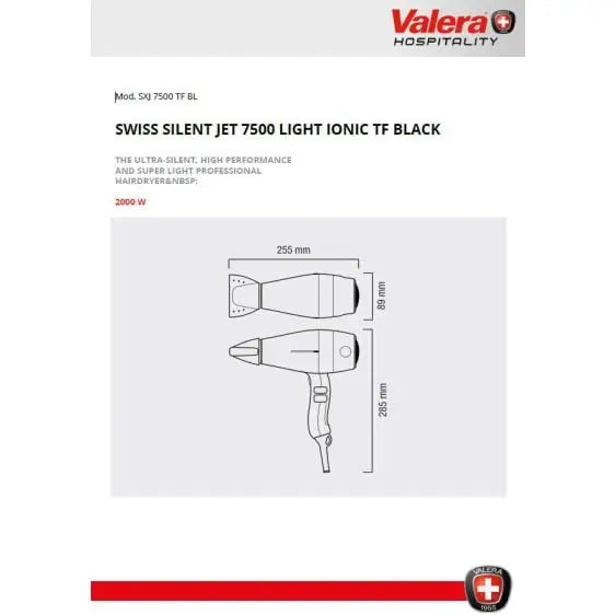 Hair dryer VALERA Swiss Silent Jet 7500 Light Ionic TF Black - Сешоари<<<Грижа за тялото<<<Малки