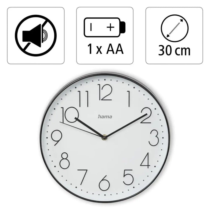 Hama Elegance wall clock Quiet 30 cm. White/Black - Часовници<<<Продукти за дома<<<ValiAPI