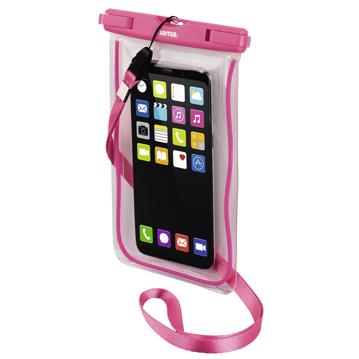 HAMA Playa Smartphone Bag Size XXL Waterproof IPX8 Transparent/Pink - Калъфи за телефони<<<Мобилни телефони и