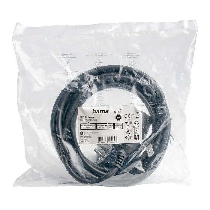 Hama Standard 5m Extension Cord - Black - Cables and tapes<<<HurtelXML