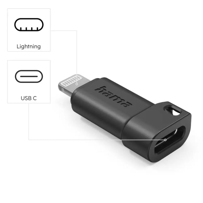 HAMA USB-C adapter to Apple Lightning Plug black - Кабели за мобилни