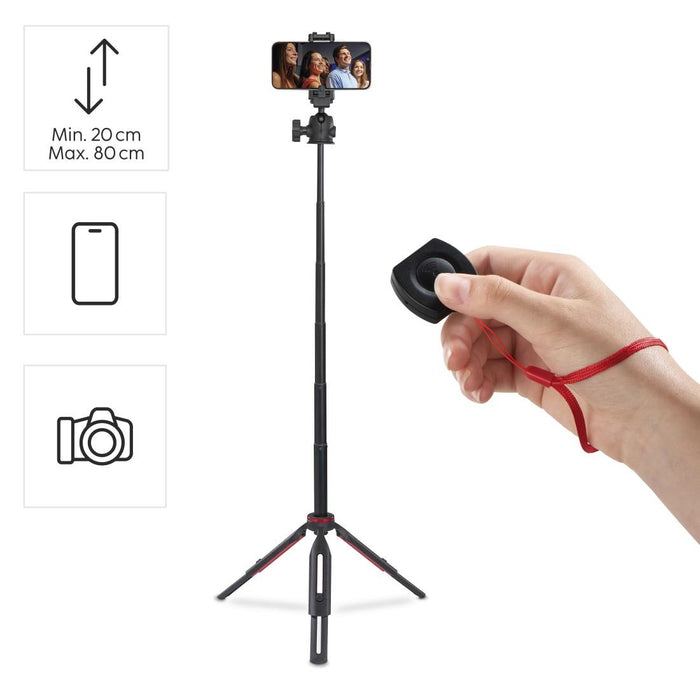 HAMA Tripod “Solid 80 Ball” for smartphones, Bluetooth remote for photos, max. 80 cm.