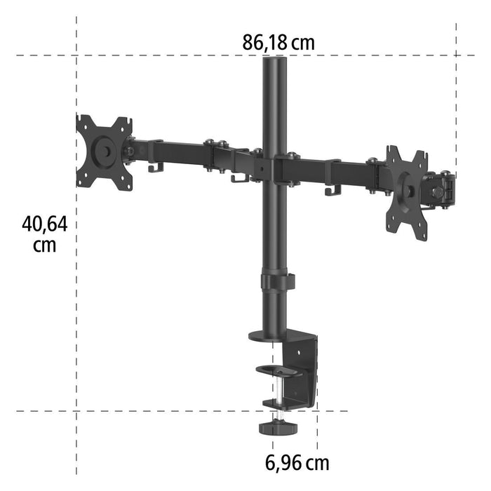 HAMA Desk Monitor Stand for 2 Monitors Adjustable, 13" - 32", 8 kg, Swivel/Tilt, Black