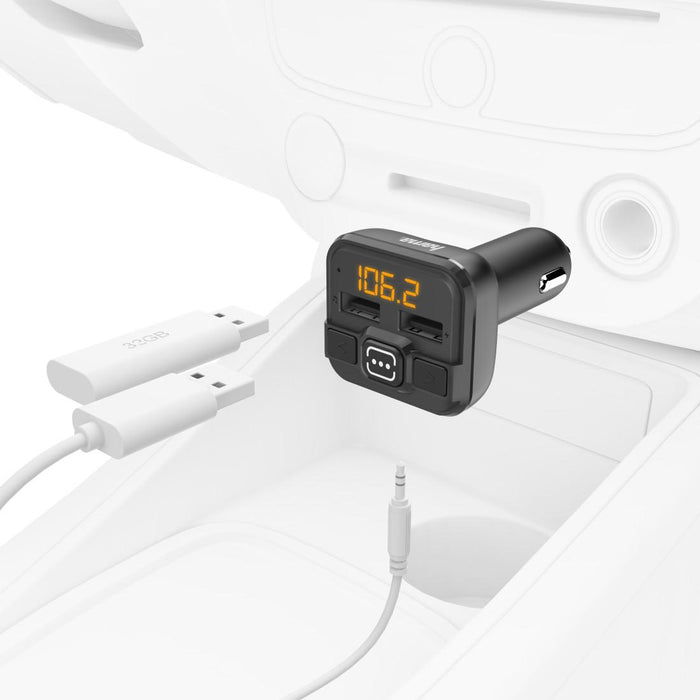 FM Transmitter HAMA AUX-IN, USB-IN, MP3, Black, 14163