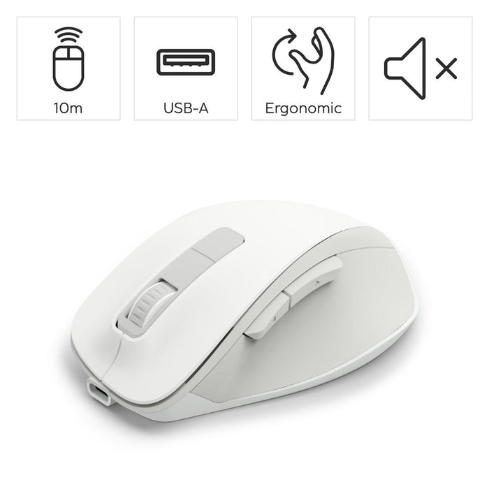HAMA Wireless optical mouse WM-500 Recharge, white, 6 buttons, 800/1200/1600 dpi, silent