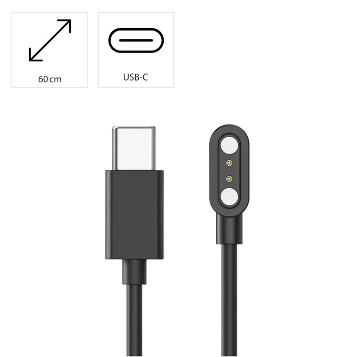 HAMA Charging cable for smart watches, with magnetic charging, USB-C, 60 cm, black