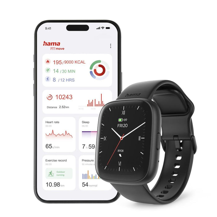 HAMA Smartwatch "4000", call function, sleep analysis, waterproof, 46 mm, black