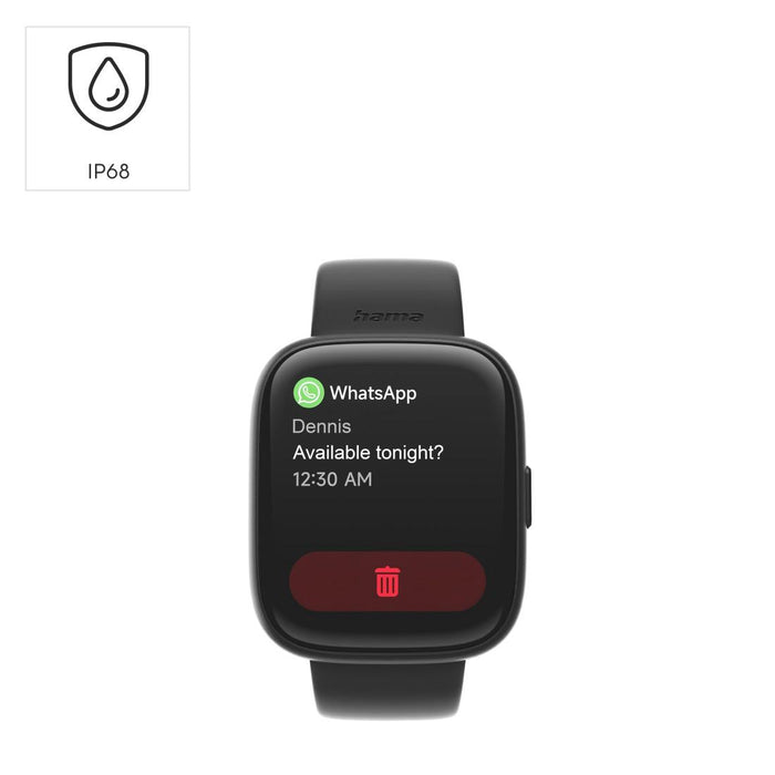 HAMA Smartwatch "4000", call function, sleep analysis, waterproof, 46 mm, black