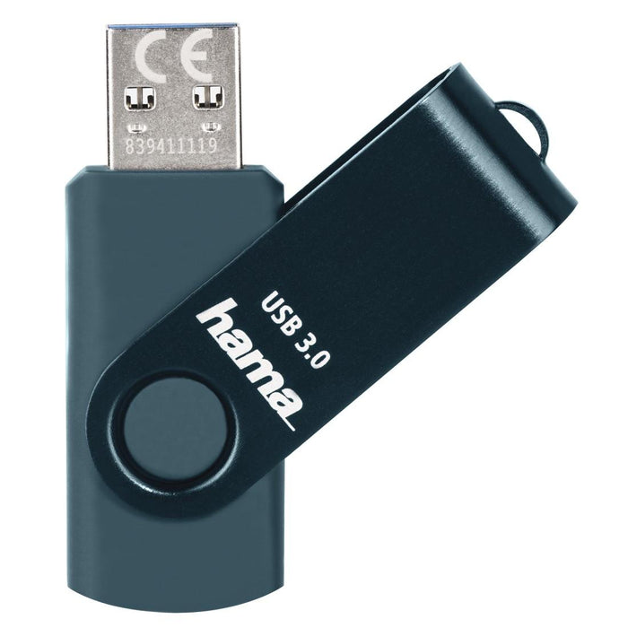 USB memory stick HAMA Rotate, 256GB, USB 3.0 90 MB/s, Petrol blue