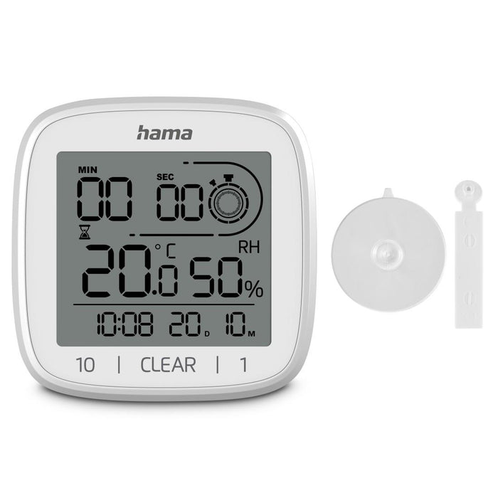 HAMA Digital bathroom clock "Cyprus", with suction cup for hanging, white