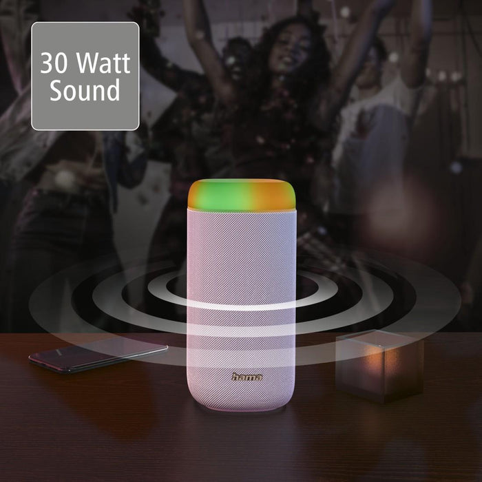 Bluetooth mobile speaker HAMA Shine 2.0, 30W, LED, Water protection, White, 188229