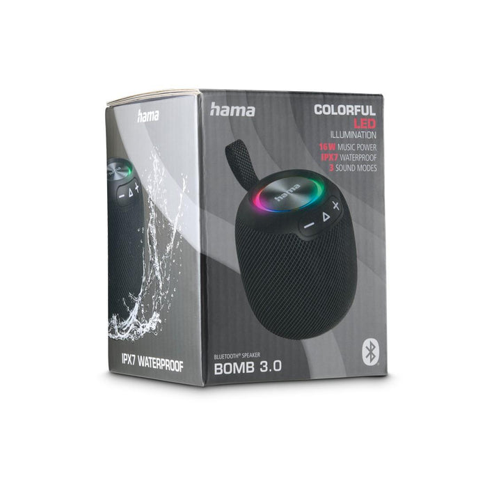 HAMA Bluetooth speaker "Bomb 3.0" Bluetooth®, Waterproof IPX7, LED, 16 W, black