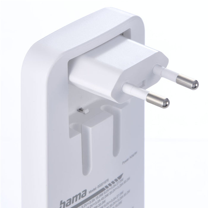 Hama GaN Charger 65W 2x USB-C 1x USB-A Foldable - White