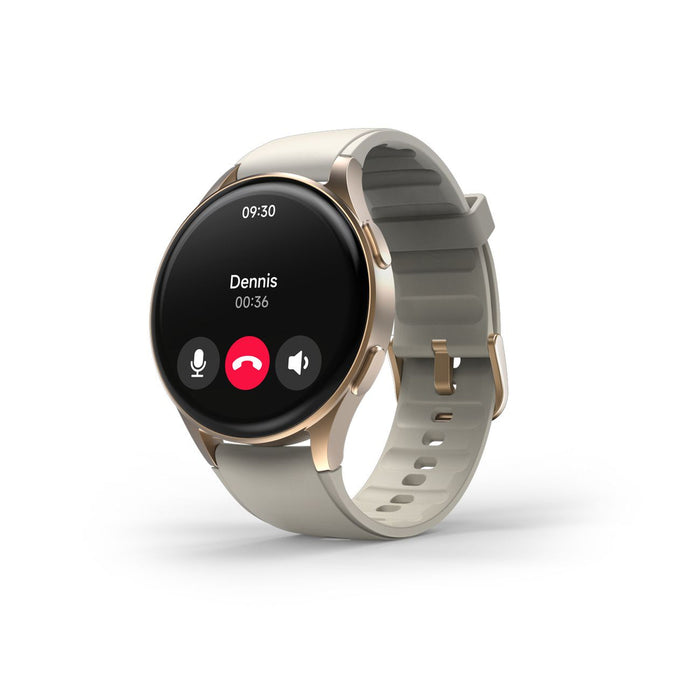 Hama 8900 GPS AMOLED Smartwatch 1.32" with Beige Silicone Strap - Gold