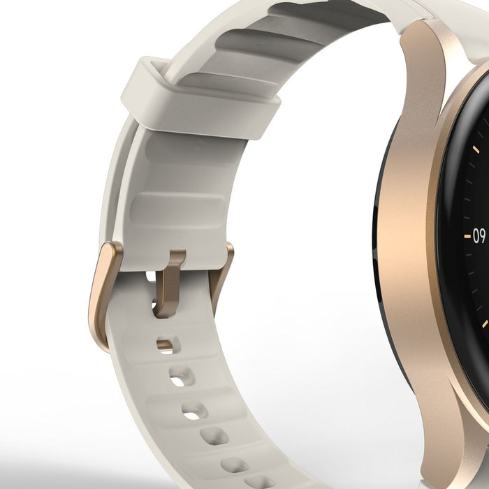 Hama 8900 GPS AMOLED Smartwatch 1.32" with Beige Silicone Strap - Gold