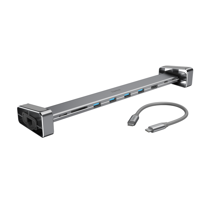 Docking station 9 in 1 HAMA, 4 x USB-A, USB-C, HDMI, LAN, SD, microSD, Gray