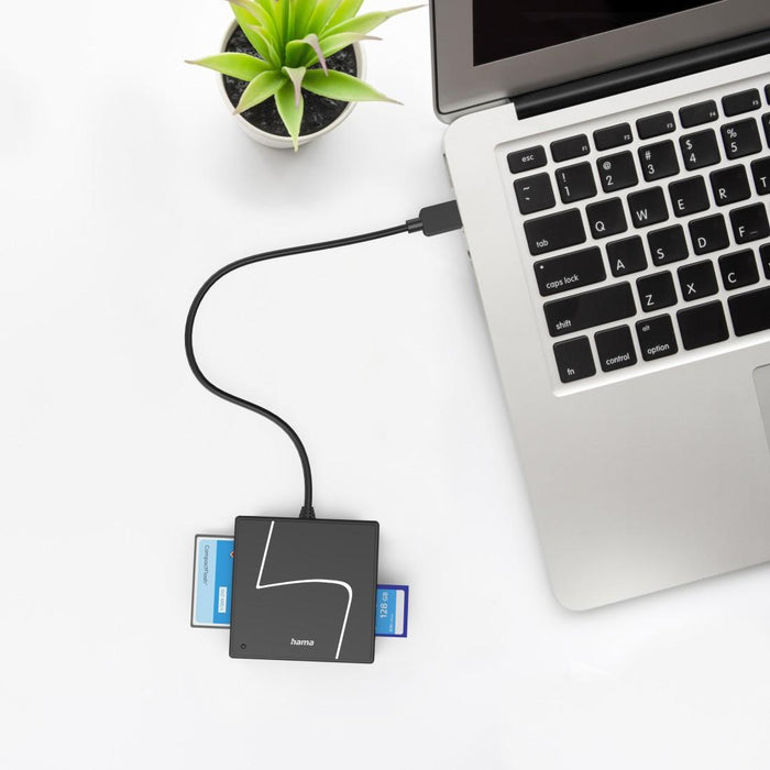 HAMA USB card reader, USB-A, with USB-C adapter, USB 3.2 Gen1, SD/micro-SD/CF/MS
