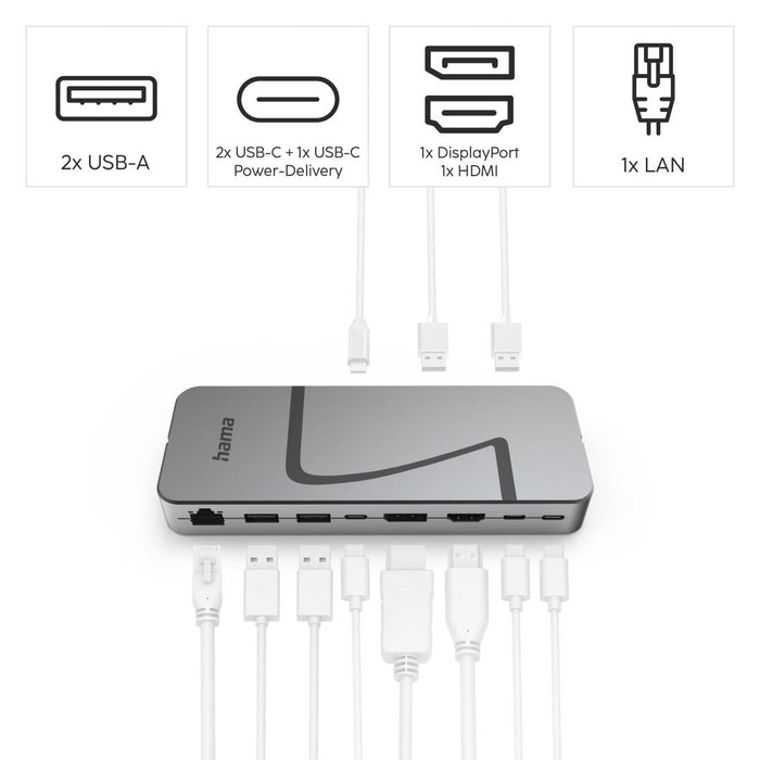 HAMA Docking station "Connect2Office Speed", USB4, USB-C, PD, 40 Gbit/s, 10 ports