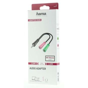 Audio splitter HAMA, 3.5 mm jack male - 2 x 3.5 mm jack female, 10cm