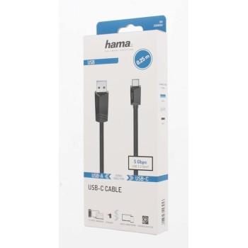 Cable HAMA USB-C male-USB-A male, USB 3.2 Gen 1, 5Gbit/s, 0.25 m., Black