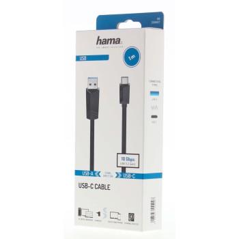 Cable HAMA USB 3.2 Gen 2, USB-C male - USB-A male, 1 m, 10 Gbit/s., 3A