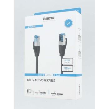 Network cable HAMA, S/FTP CAT 6a, 10 Gbit/s, S/FTP RJ-45-RJ45, 5 m, Black