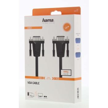 HAMA 200707 Monitor Cable, VGA Male - VGA Male, 1.50m, Shielded, Black