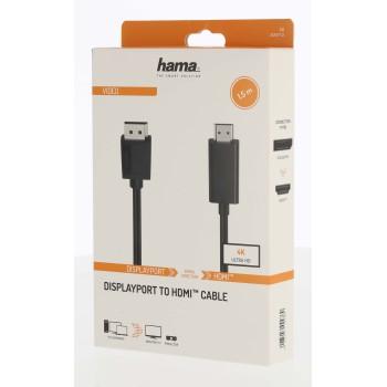 Cable HAMA 200712, DisplayPort v.1.2 male - HDMI male, Ultra-HD, 4K, 1.5m, Black