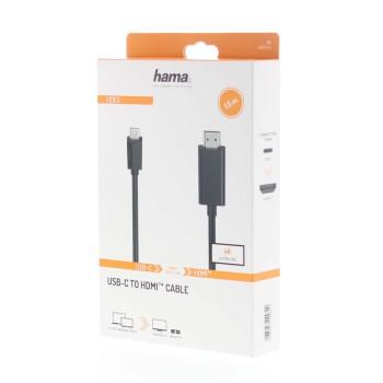 Cable HAMA USB-C male - HDMI male, Ultra-HD, 4K, 3 m, 3 stars, Black