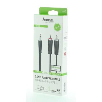 HAMA audio cable, 3.5 mm jack - 2 x RCA, 1.5m, Black