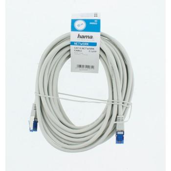 Network patch cable HAMA F/UTP, CAT 6, RJ-45 - RJ-45, 1Gbit/s, 10.0 m, Grey, Bulk