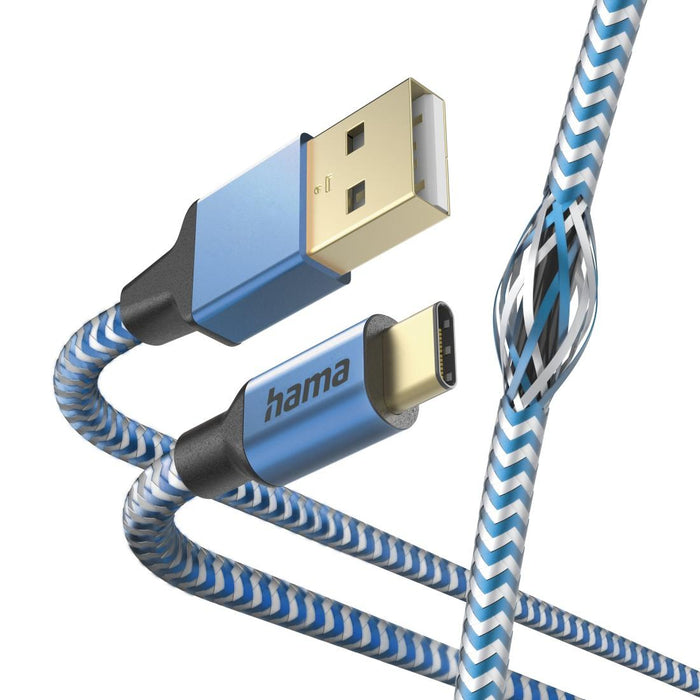 Cable HAMA Reflective, USB-C male - USB-A male, 1.5m, 201558