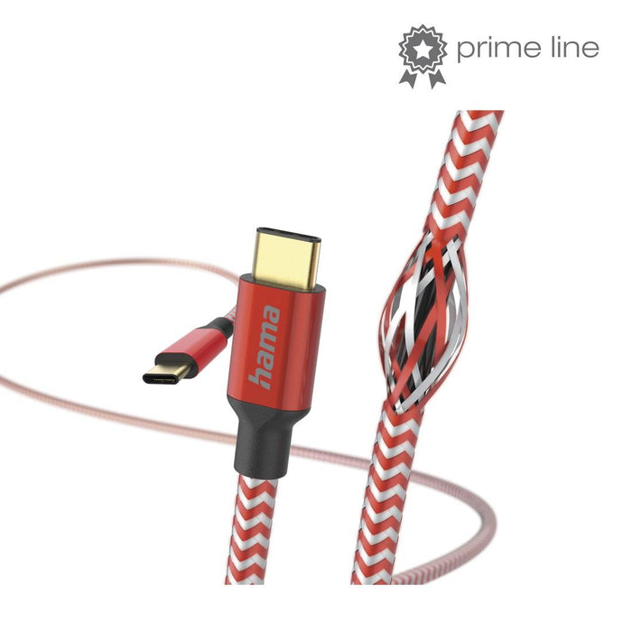 Cable HAMA Reflective, USB-C male - USB-C male, 1.5 m., Red