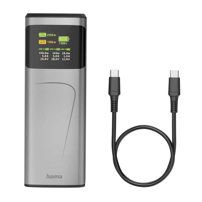 HAMA External battery "High Power", 200 W, 24000 mAh, 2x USB-C, USB-A, fast charging